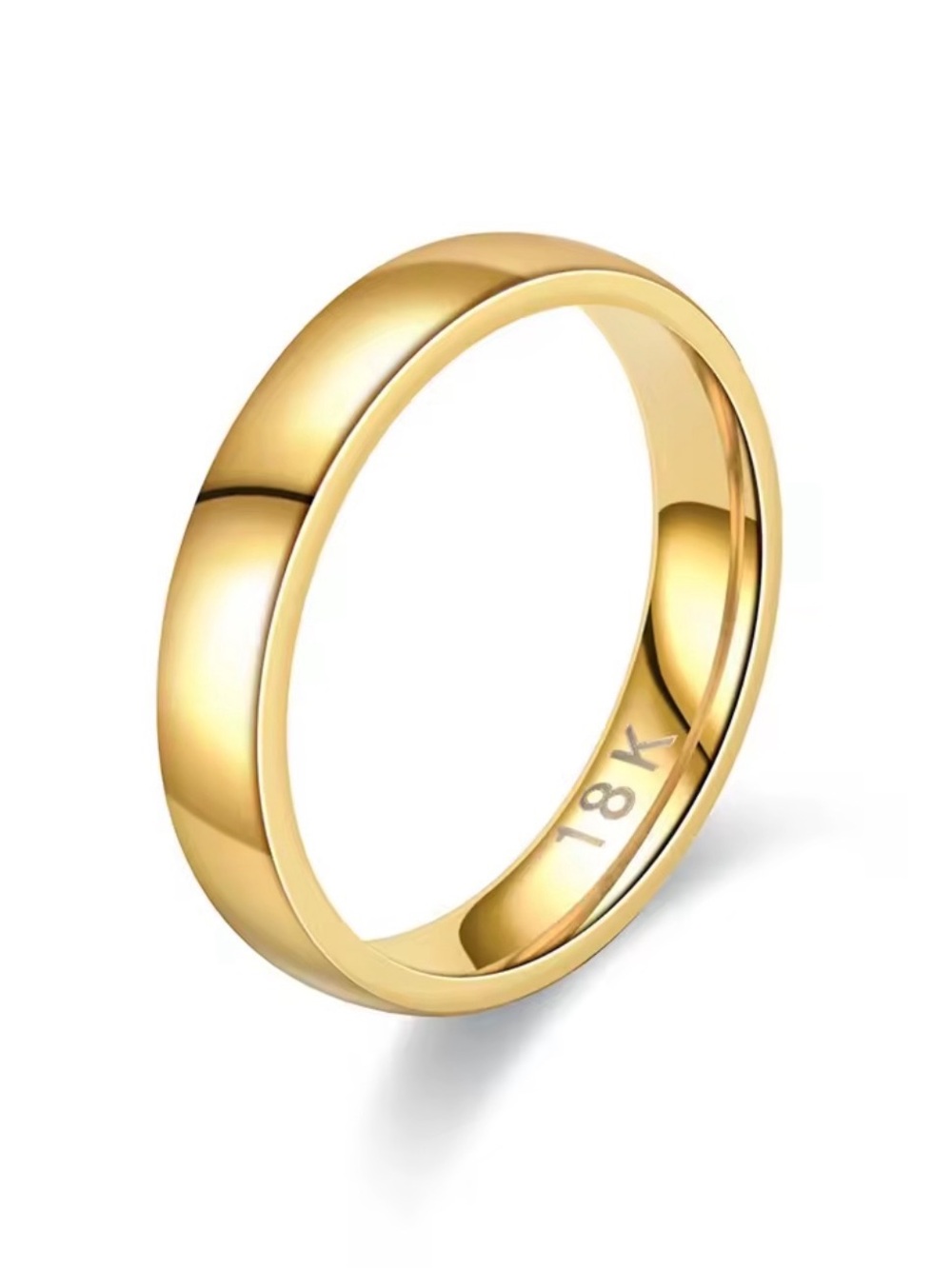 Italian 18K Gold Ring Classic Smooth Band Size 8 Made In Italy Jewelry NWOT
